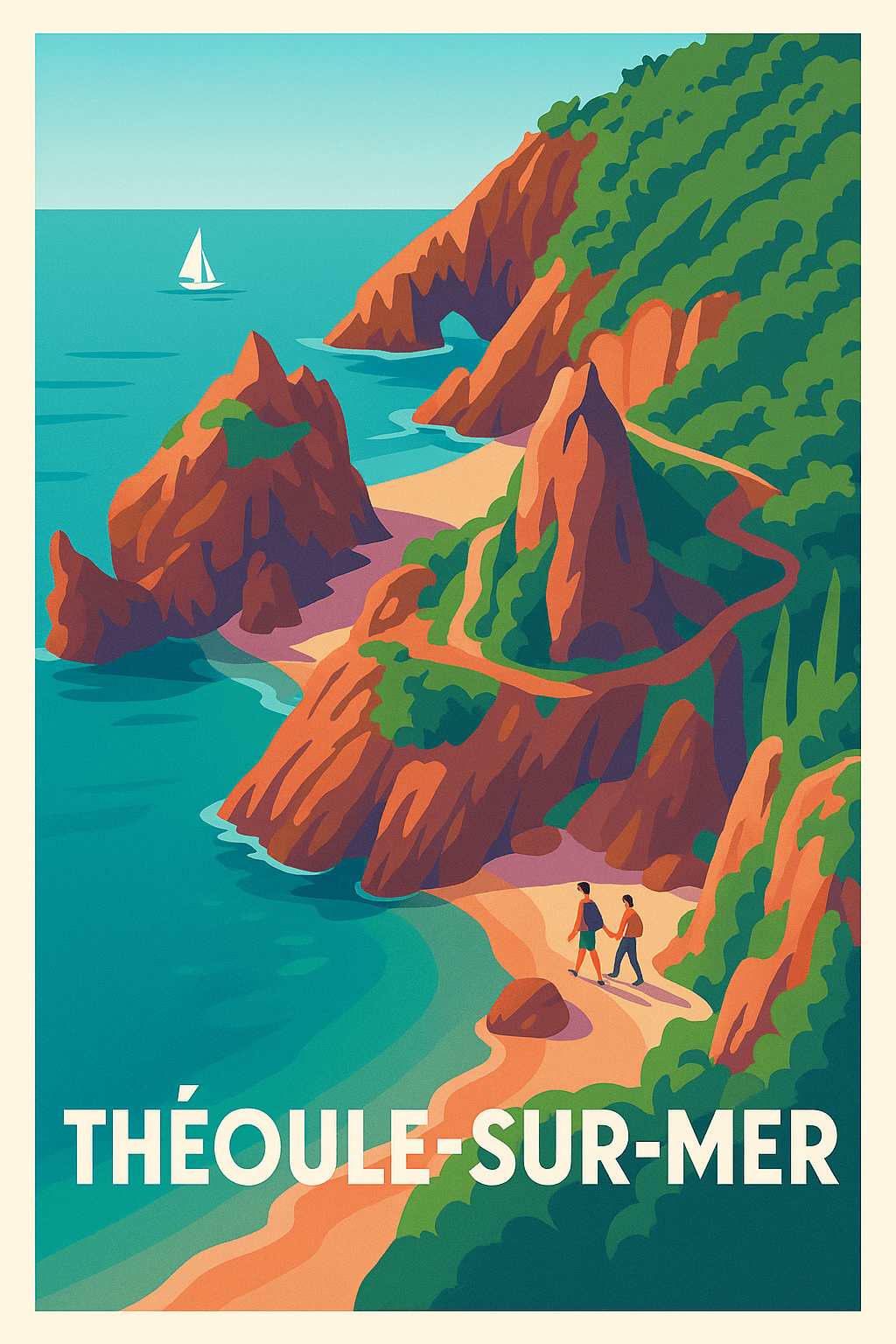 Alpes-Maritimes France Pas de Cadre / 20 × 30cm Affiche de Théoule-sur-Mer - Évasion Méditerranéenne Authentique