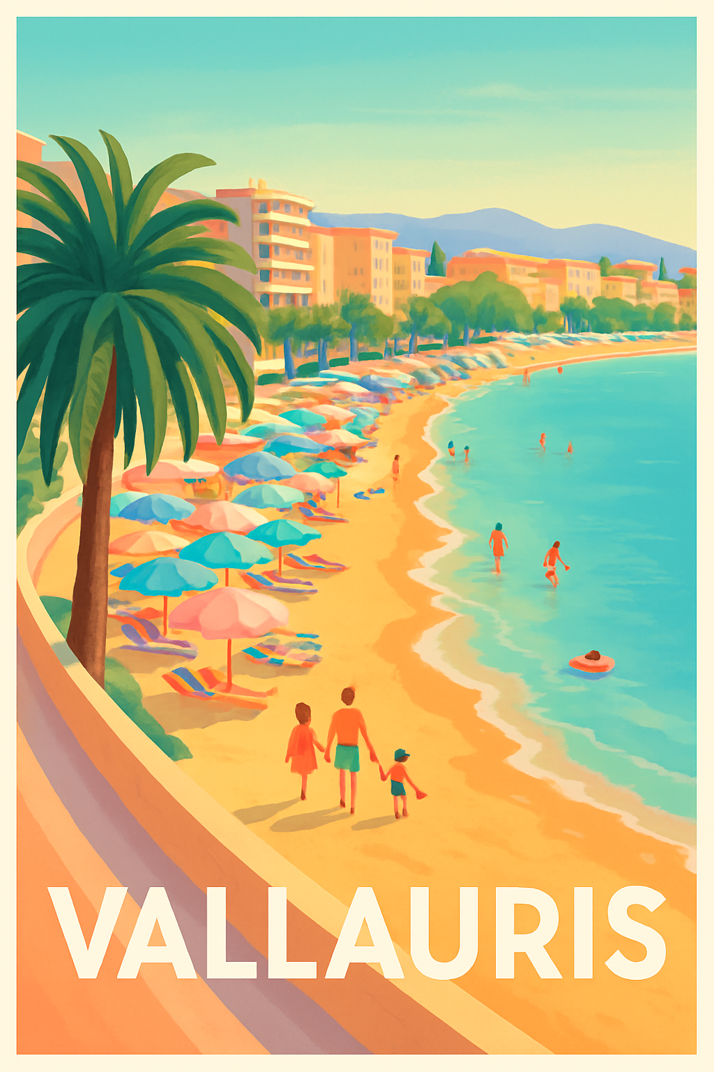 Alpes-Maritimes France Pas de Cadre / 20 × 30cm Affiche de Vallauris - Escapade ensoleillée sur la Côte d'Azur