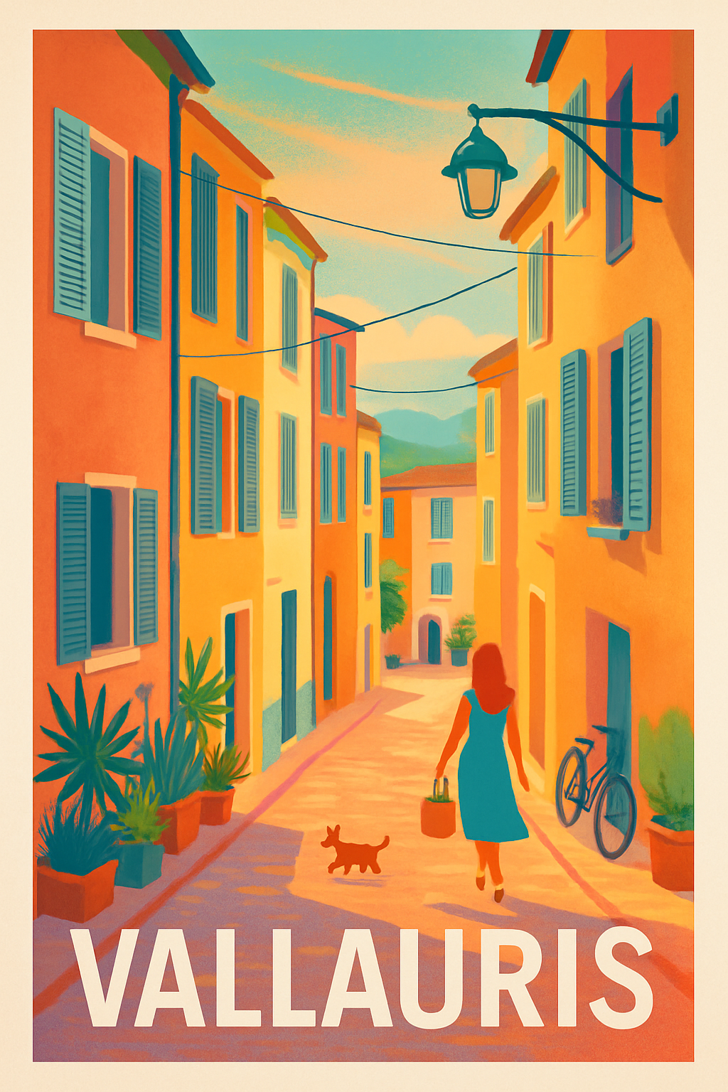 Alpes-Maritimes France Pas de Cadre / 20 × 30cm Affiche de Vallauris - Promenade ensoleillée au cœur de la ville