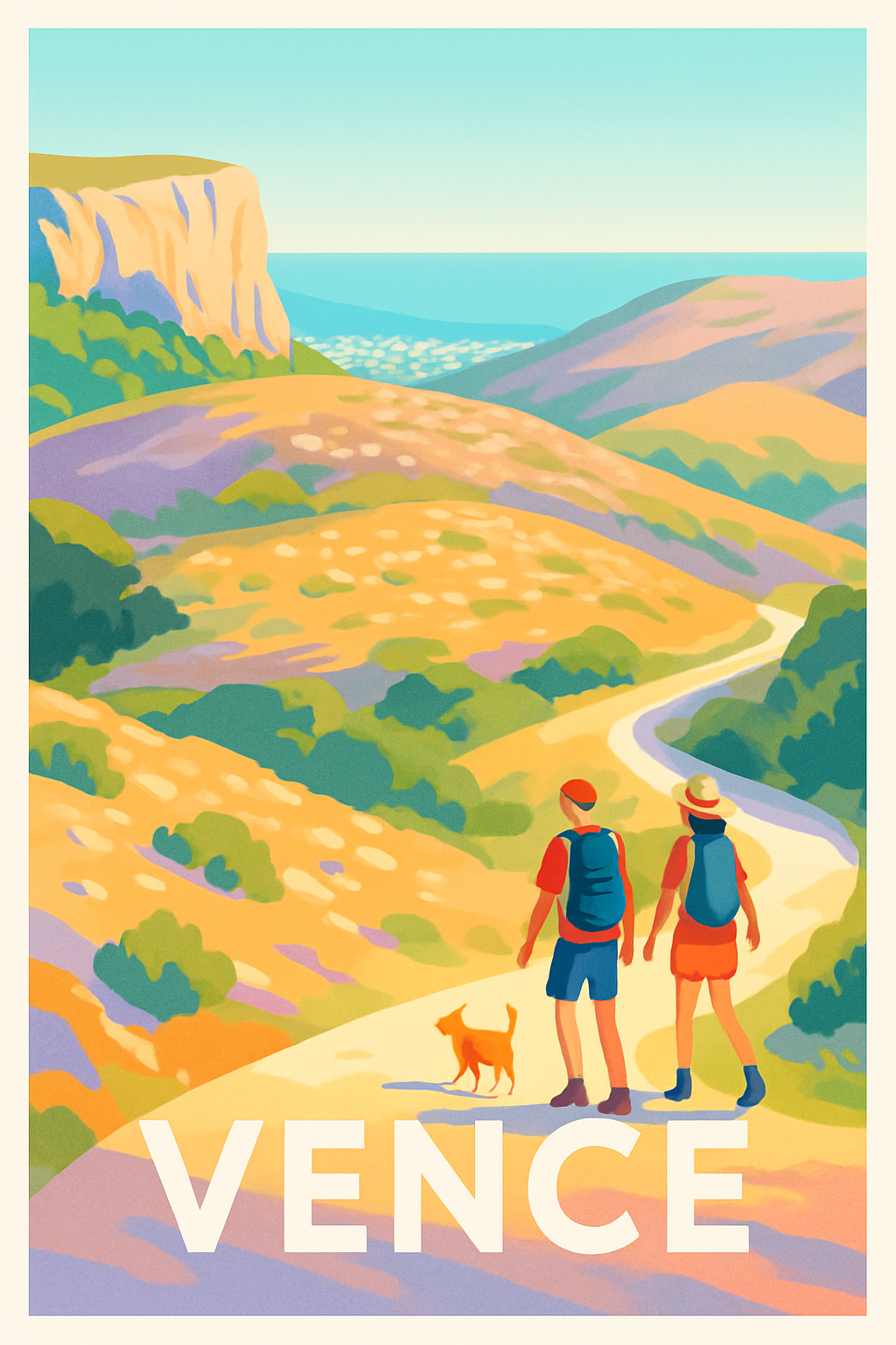 Alpes-Maritimes France Pas de Cadre / 20 × 30cm Affiche de Vence - Randonnée et nature ensoleillée