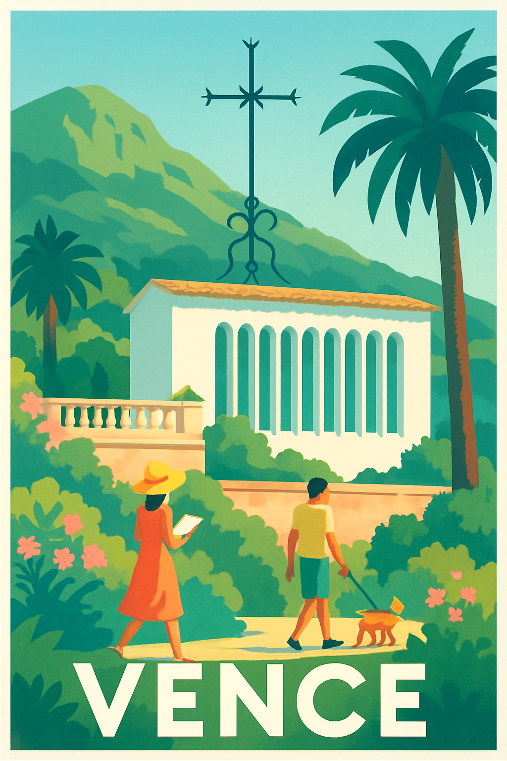 Alpes-Maritimes France Pas de Cadre / 20 × 30cm Affiche de Vence - Sérénité et douceur méditerranéenne