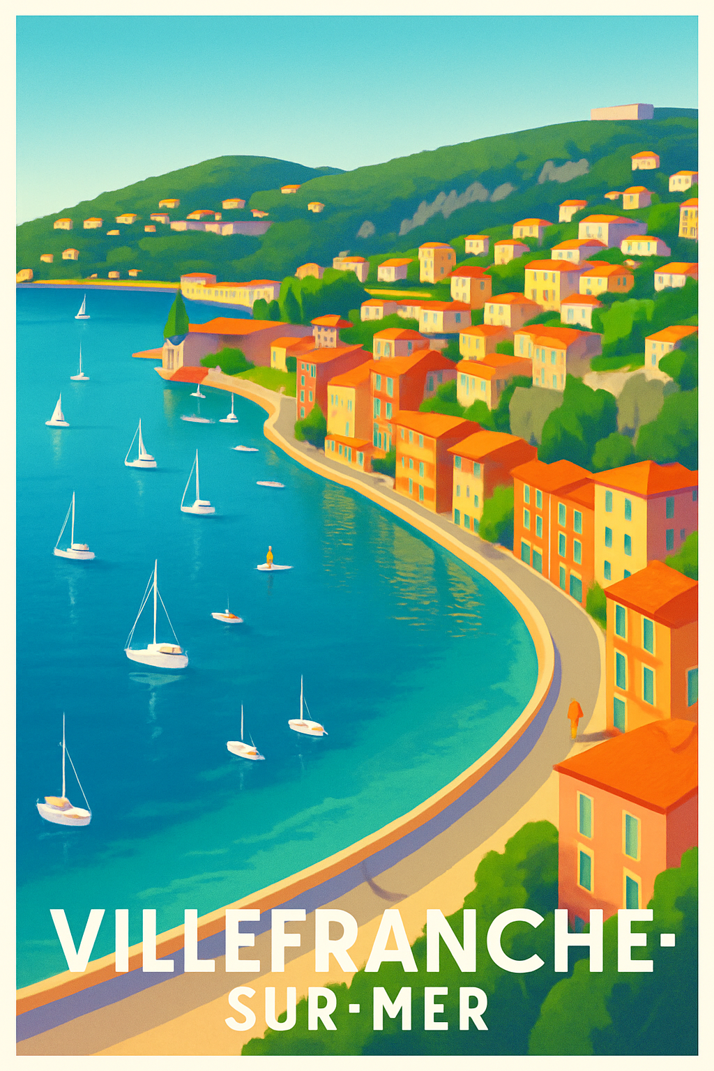Affiche Villefranche-sur-Mer — Charme azur et douceur méditerranéenne · poster d'art de Villefranche-sur-Mer