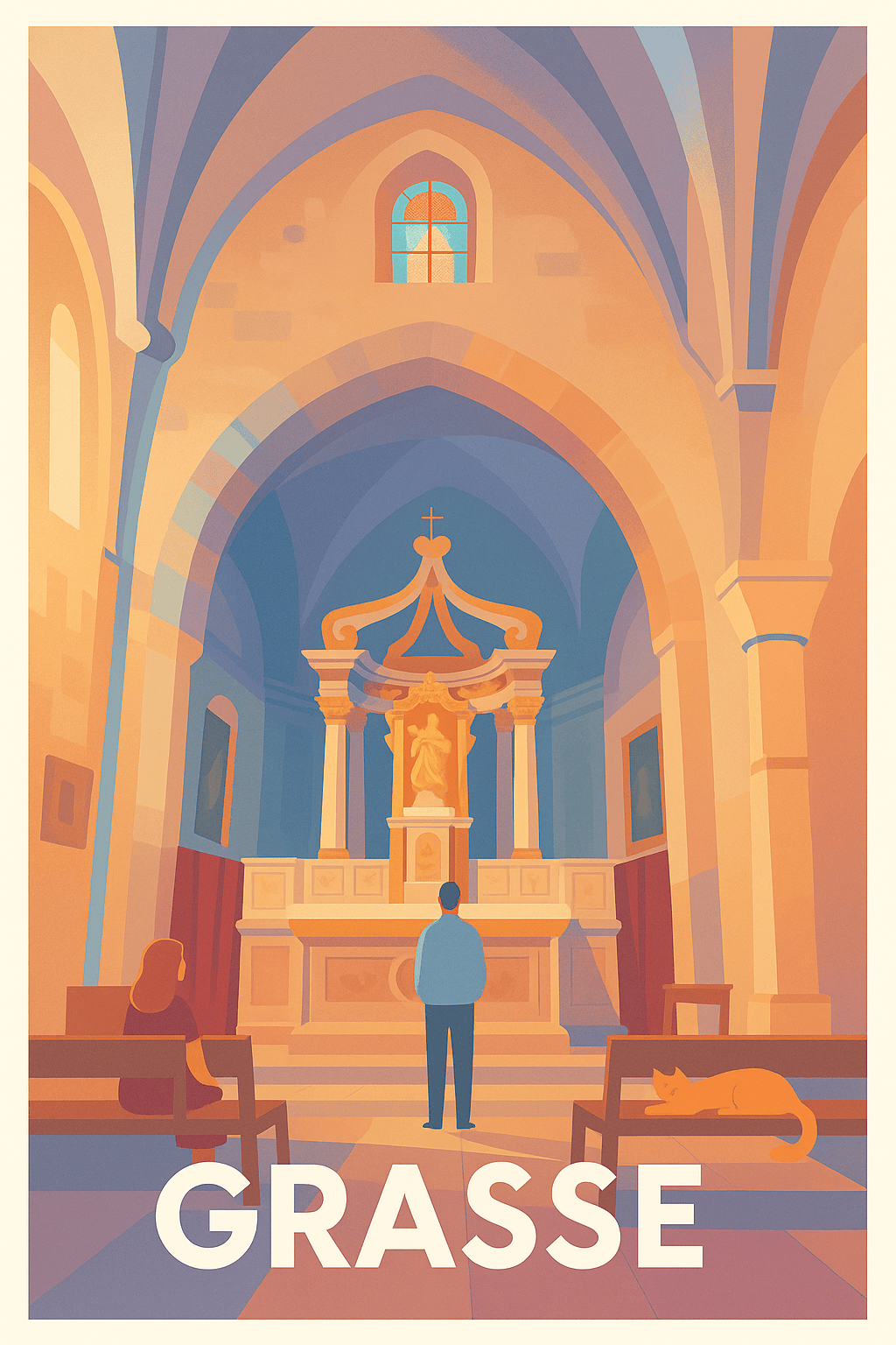 Alpes-Maritimes France Pas de Cadre / 20 × 30cm Affiche Grasse - Sérénité et lumière au cœur patrimonial