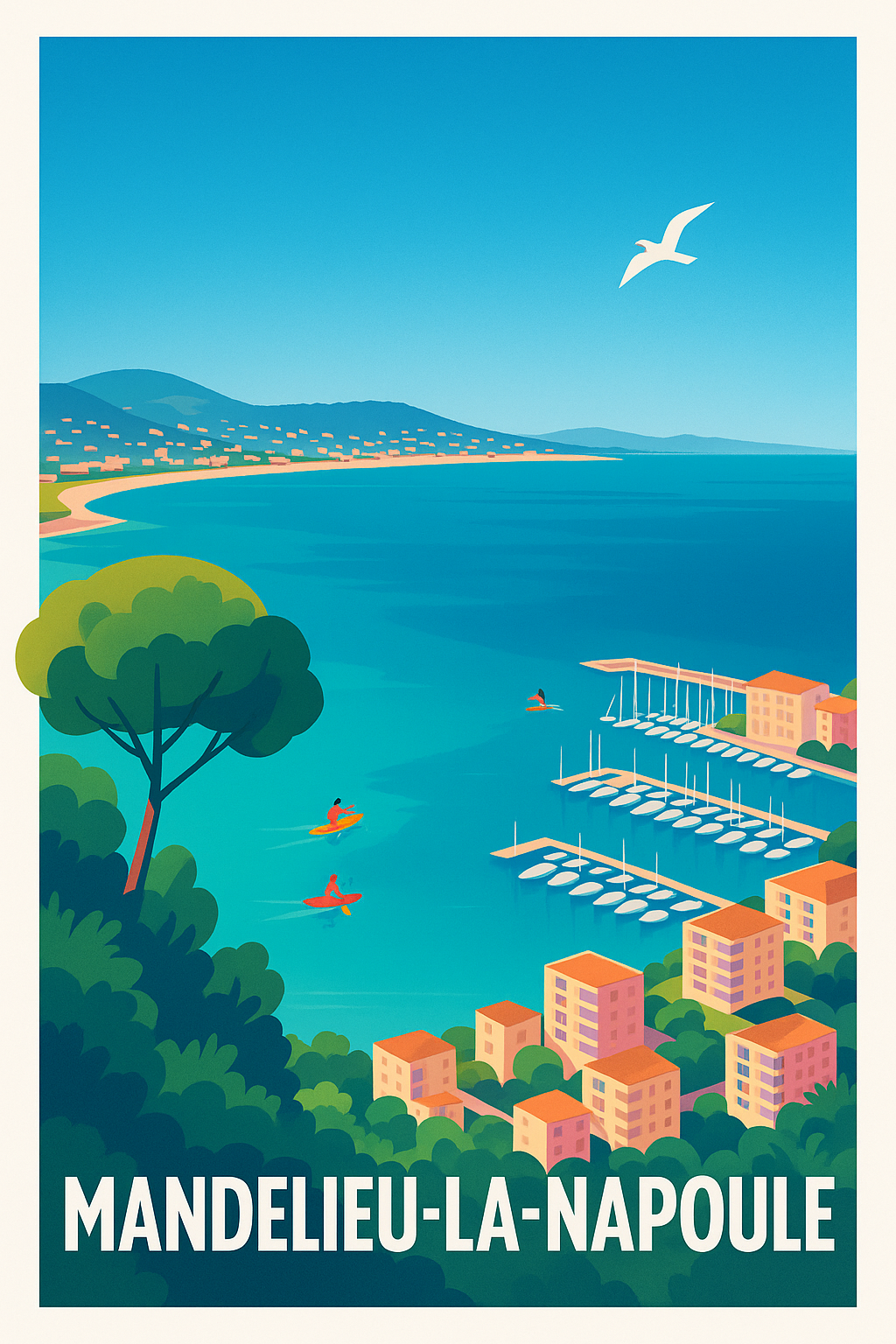 Alpes-Maritimes France Pas de Cadre / 20 × 30cm Affiche Mandelieu-la-Napoule - Évasion en bord de mer azur