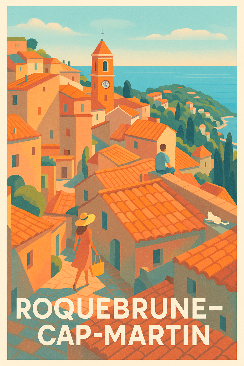 Affiche Roquebrune-Cap-Martin — Charme et lumière méditerranéenne · poster d'art de Roquebrune-Cap-Martin
