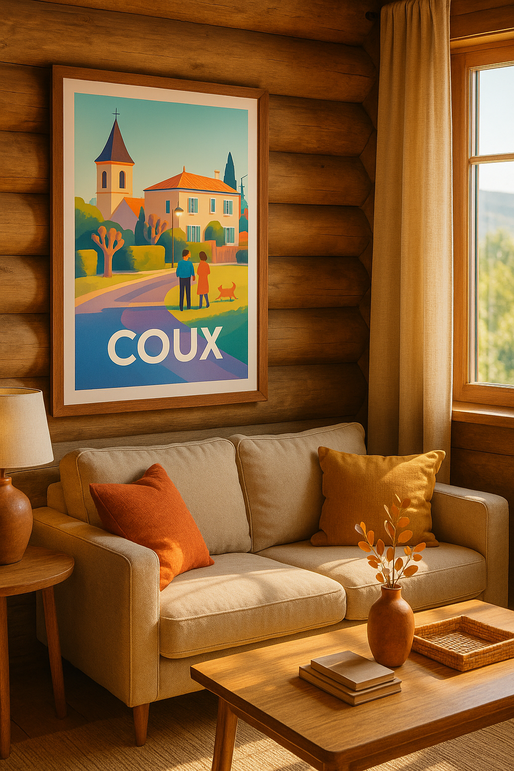 Affiche Coux — Douce promenade en charmant village · poster d'art de Coux