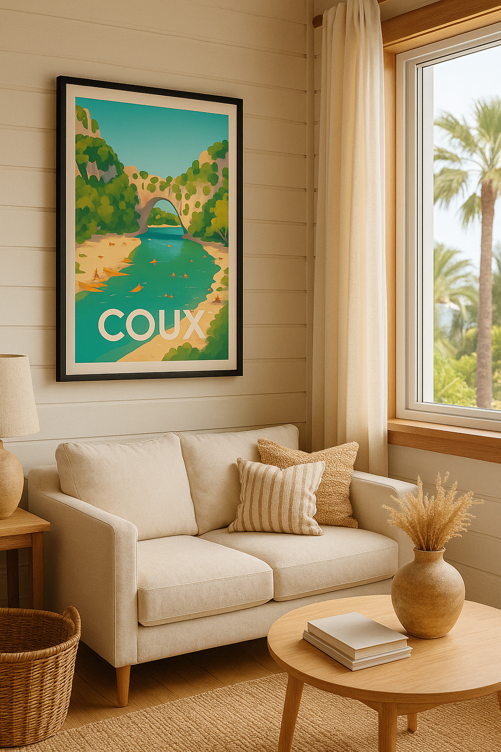 Ardèche France Affiche de Coux - Le charme naturel au fil de l'eau