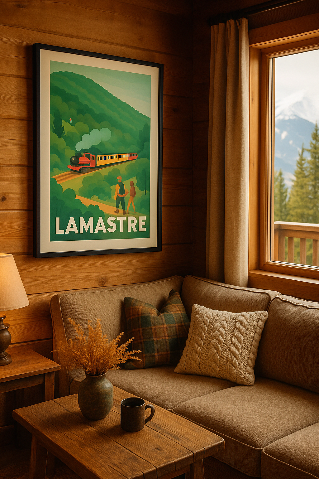 Affiche Lamastre — Évasion en train à travers les vallées verdoyantes · poster d'art de Lamastre