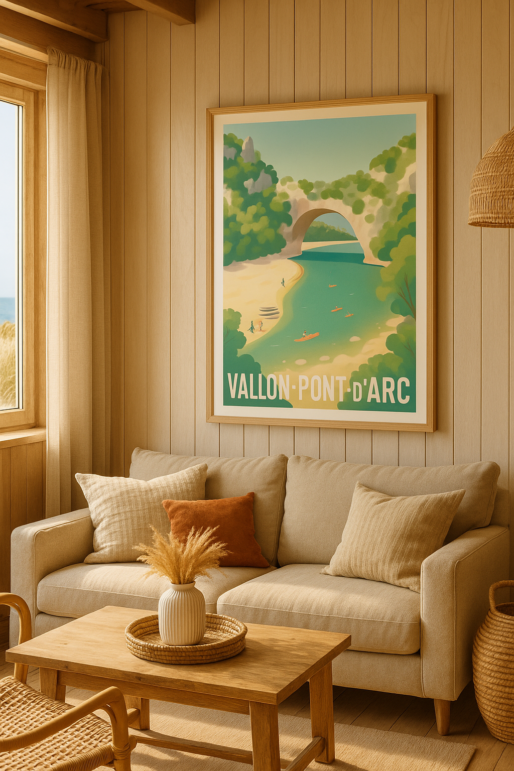Affiche Vallon-Pont-d'Arc — Nature et aventure au cœur de l'Ardèche · poster d'art de Vallon-Pont-d'Arc