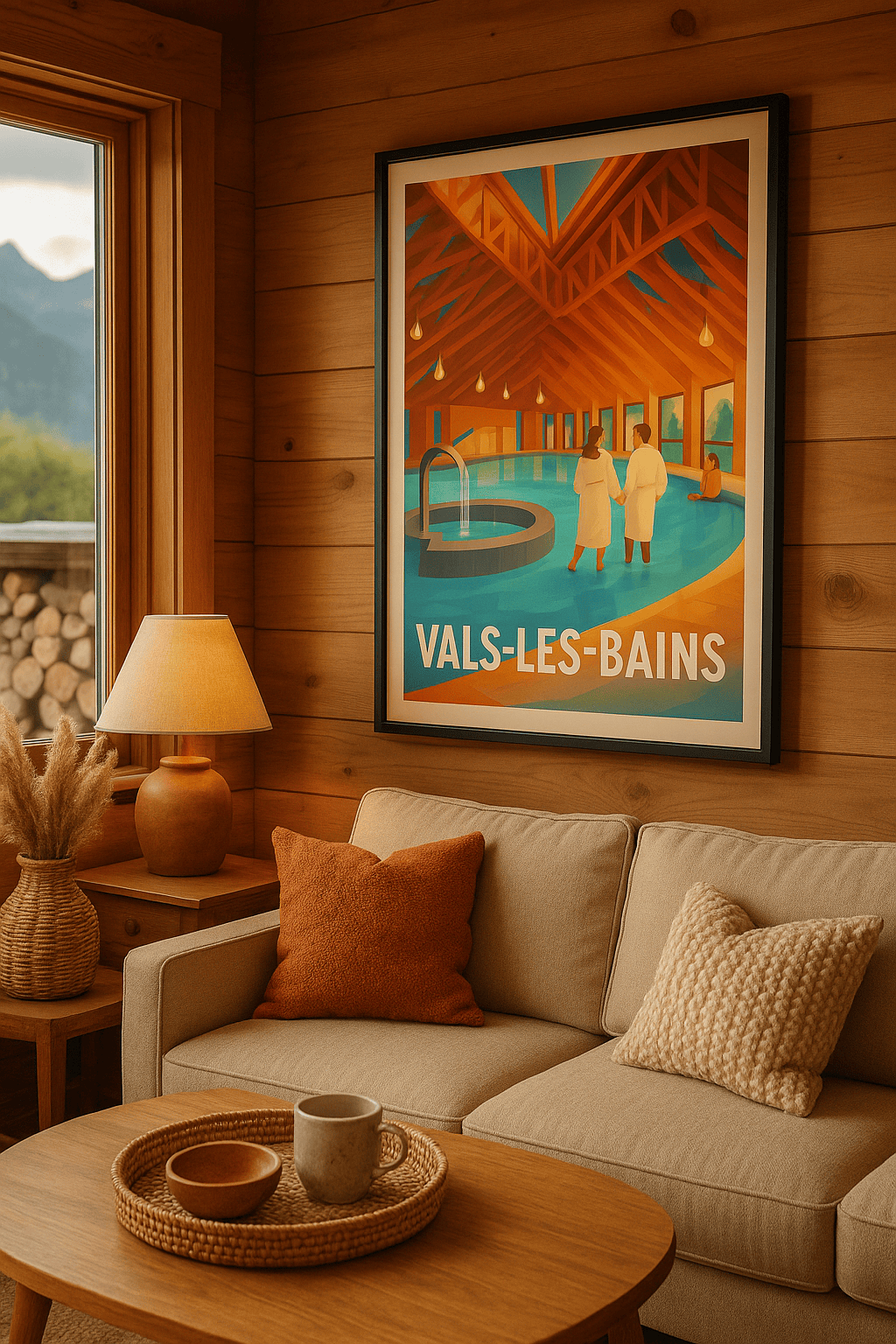 Affiche Vals-les-Bains — Évasion et bien-être au cœur des thermes · poster d'art de Vals-les-Bains