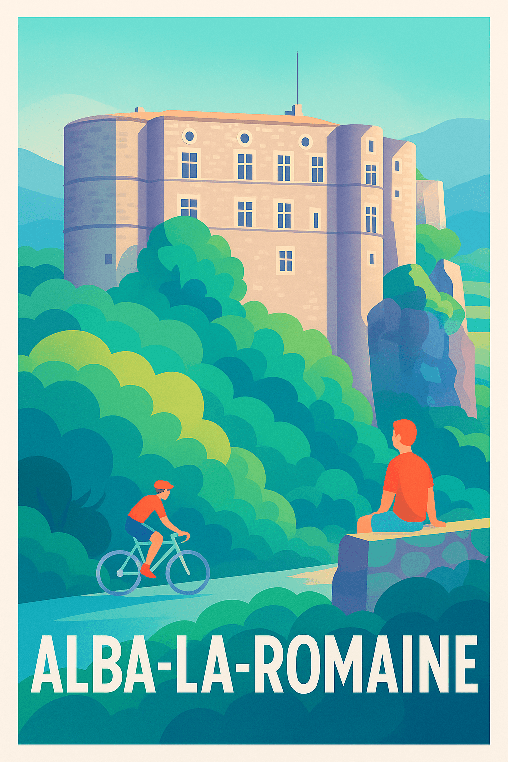 Ardèche France Pas de Cadre / 20 × 30cm Affiche de Alba-la-Romaine - Charme et sérénité médiévale