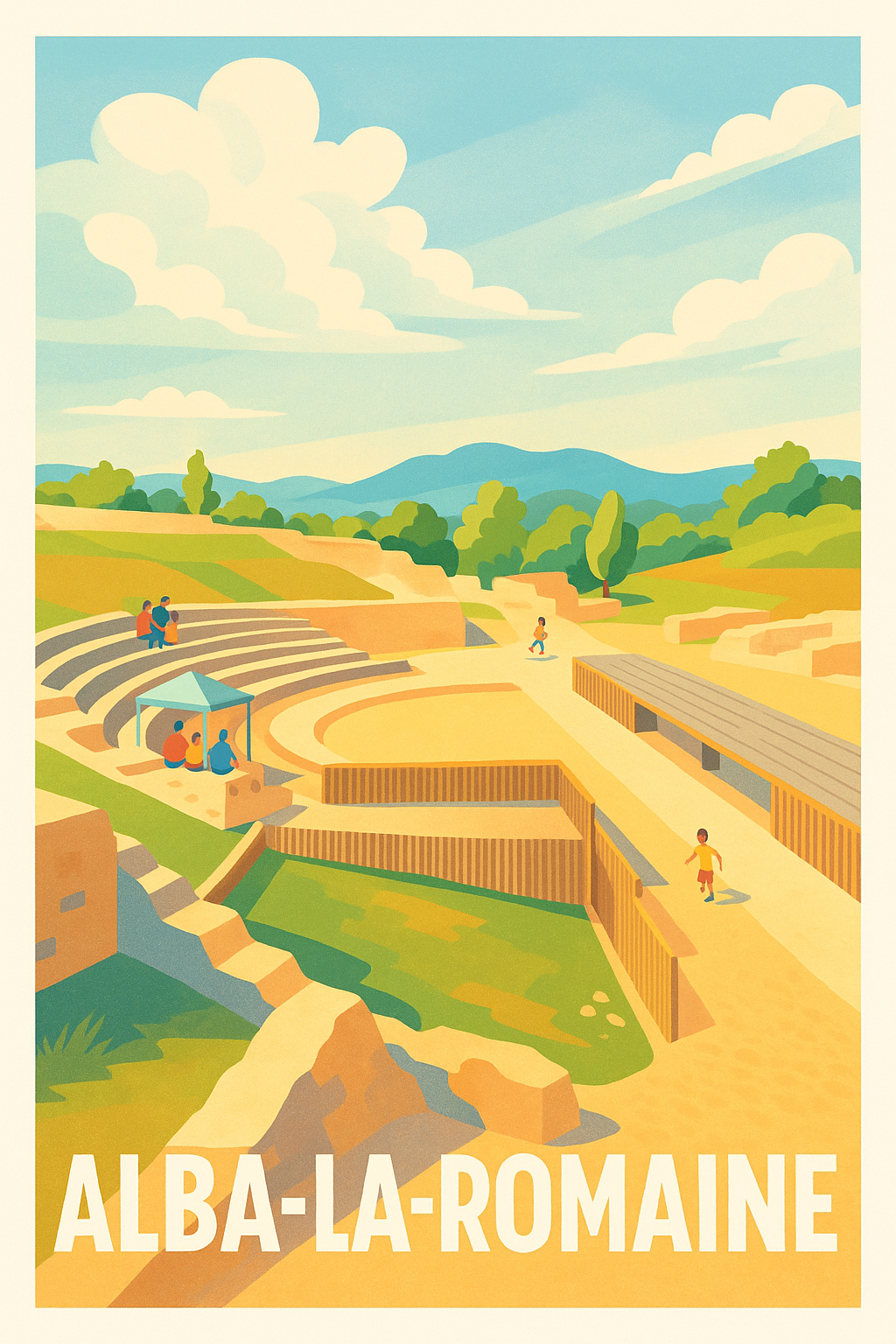 Ardèche France Pas de Cadre / 20 × 30cm Affiche de Alba-la-Romaine - Voyage au cœur de l'antiquité