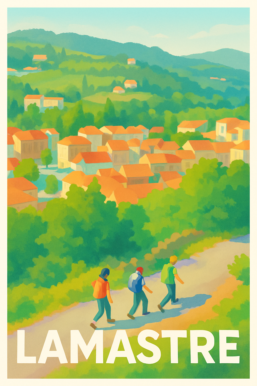 Ardèche France Pas de Cadre / 20 × 30cm Affiche de Lamastre - Escapade nature et village authentique