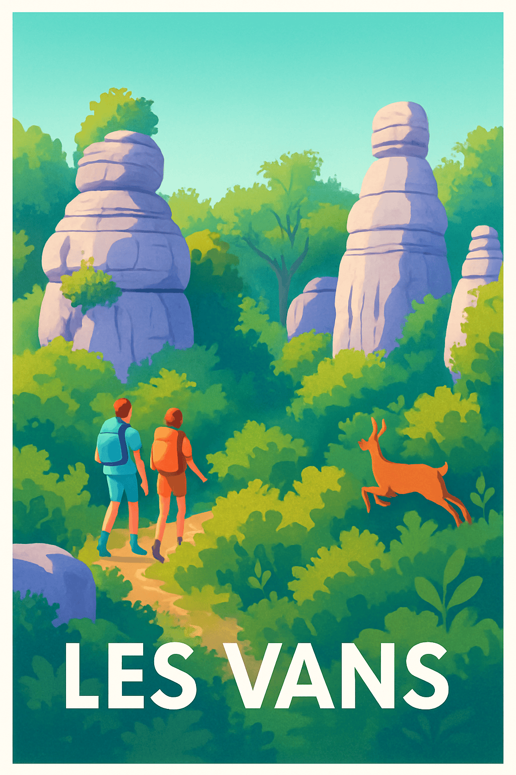 Ardèche France Pas de Cadre / 20 × 30cm Affiche de Les Vans - Évasion et nature sauvage