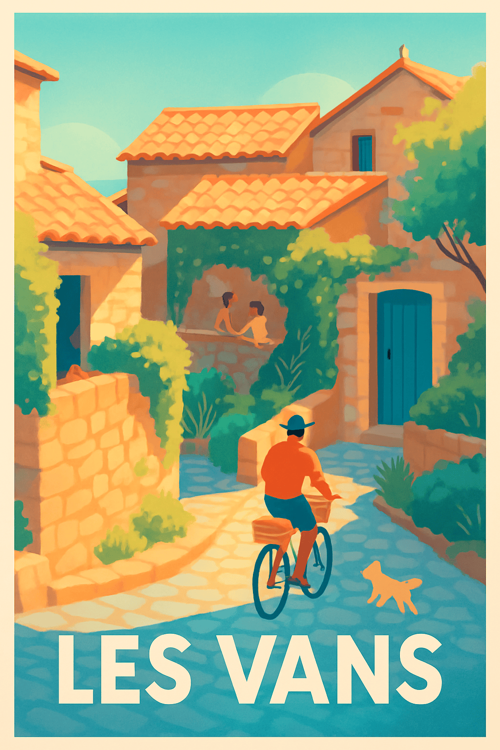 Affiche Les Vans — Promenade en douceur au cœur du village · poster d'art de Les Vans