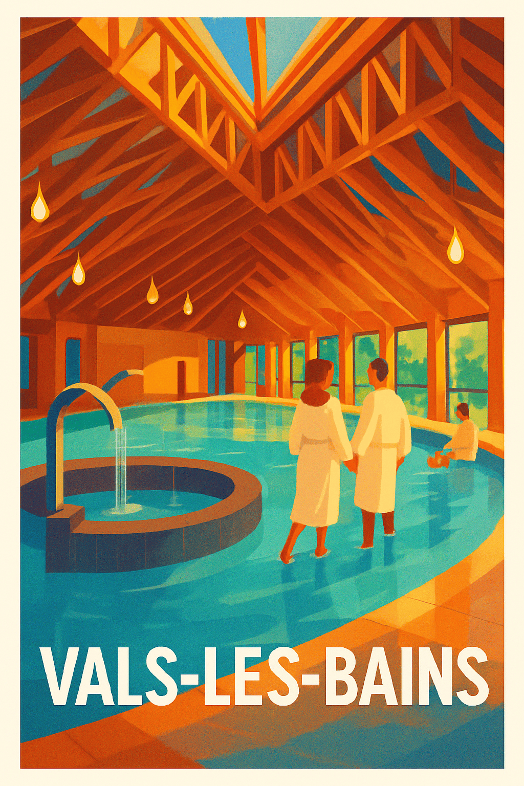 Affiche Vals-les-Bains — Évasion et bien-être au cœur des thermes · poster d'art de Vals-les-Bains