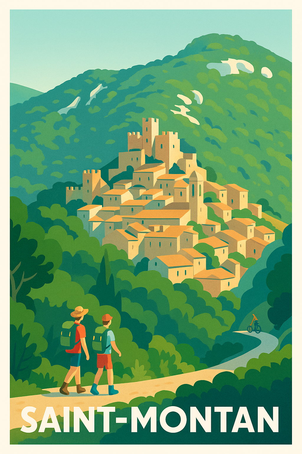 Ardèche France Pas de Cadre / 20 × 30cm Affiche Saint-Montan - L'escapade pittoresque au cœur de la nature