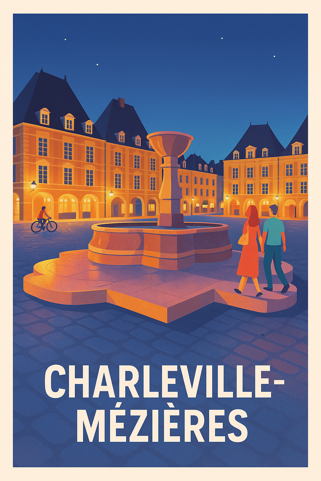 Ardennes France Pas de Cadre / 20 × 30cm Affiche de Charleville-Mézières - Charme et sérénité au cœur de la place Ducale