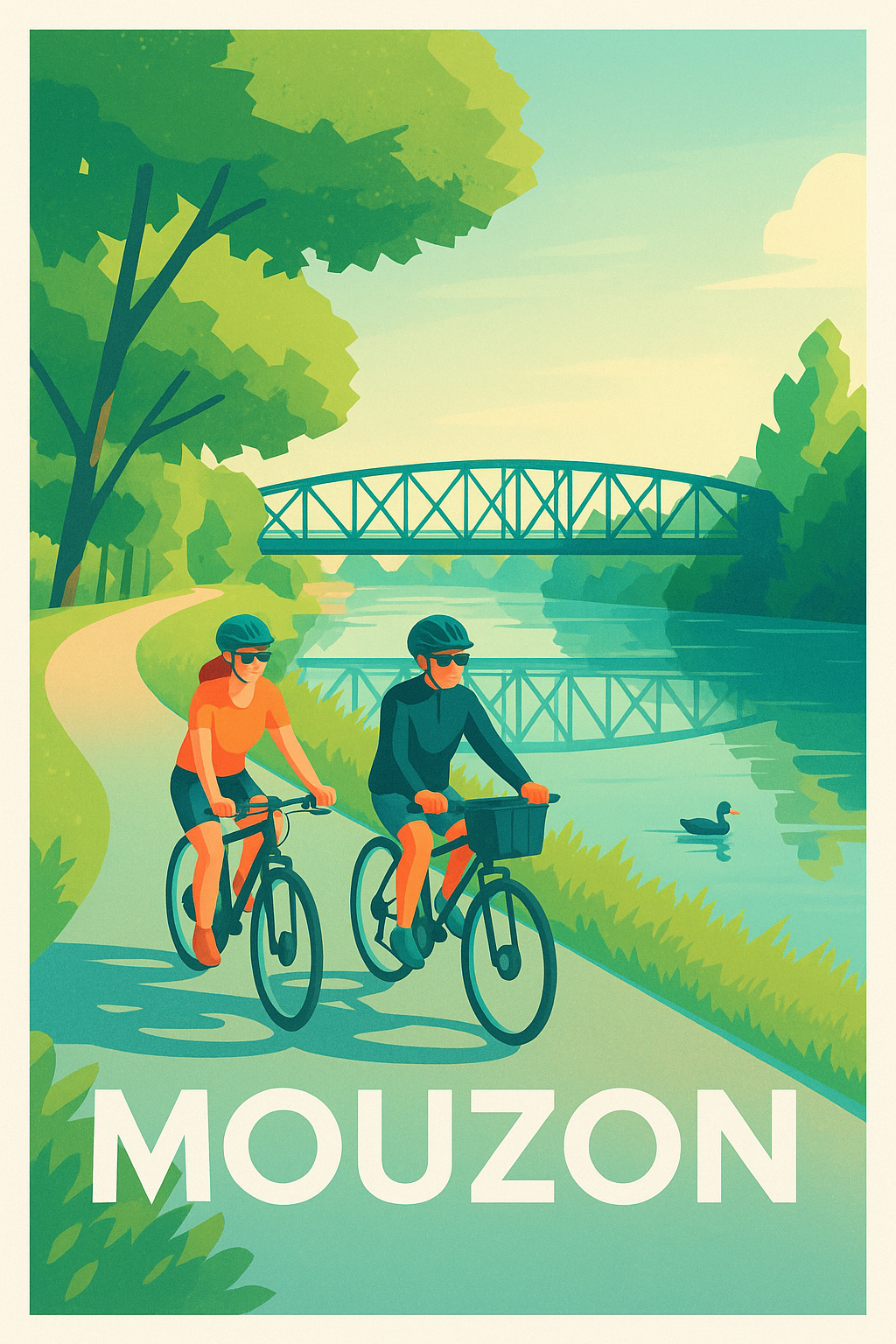 Ardennes France Pas de Cadre / 20 × 30cm Affiche de Mouzon - Balade tranquille au fil de l'eau