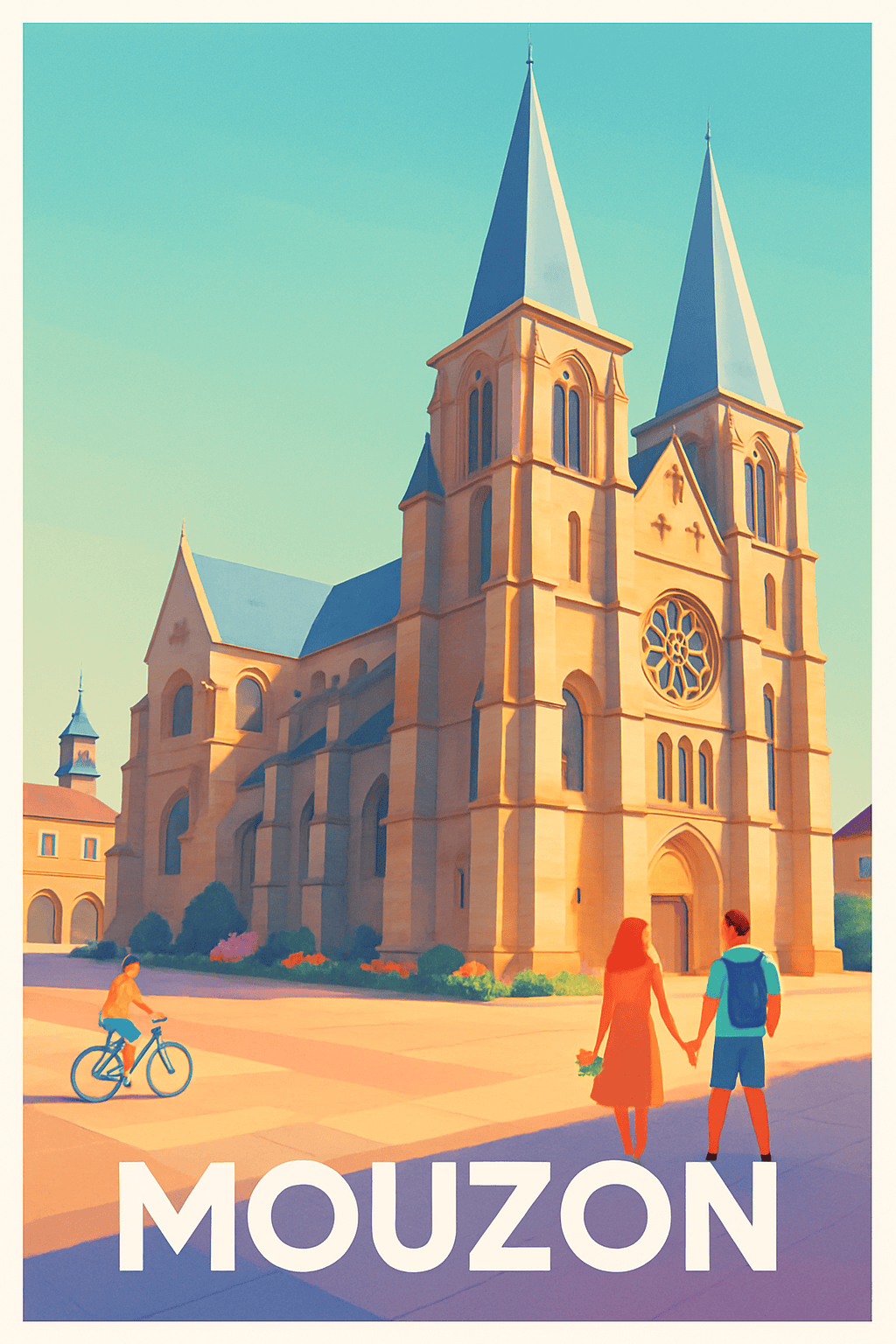 Ardennes France Pas de Cadre / 20 × 30cm Affiche de Mouzon - Charme historique et romantisme au cœur de la ville