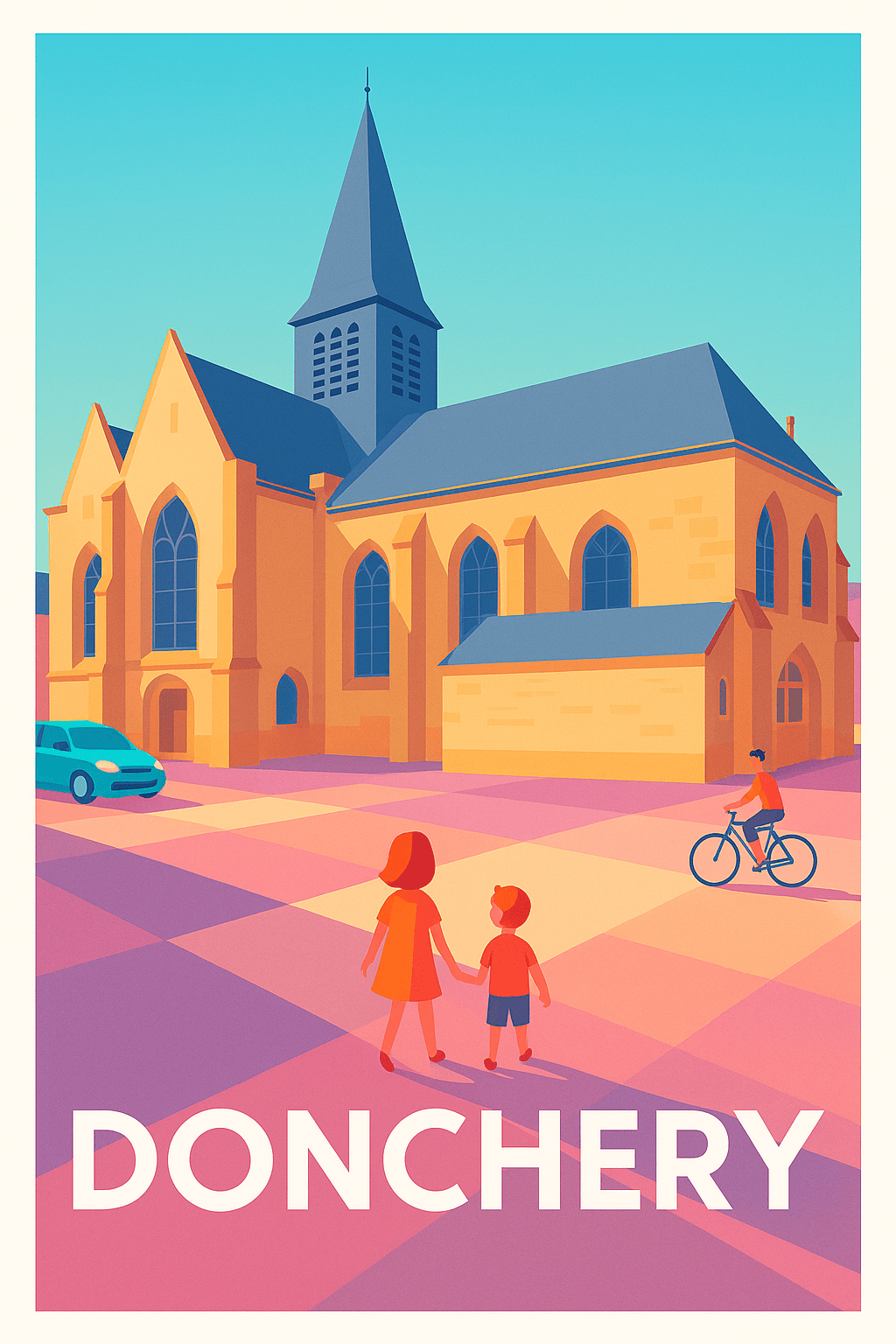 Ardennes France Pas de Cadre / 20 × 30cm Affiche Donchery - Charme et douceur au cœur de la ville