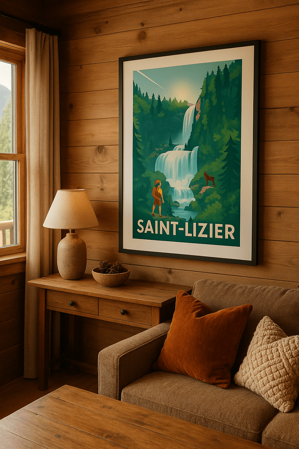 Affiche Saint-Lizier — Évasion nature et cascade majestueuse · poster d'art de Saint-Lizier