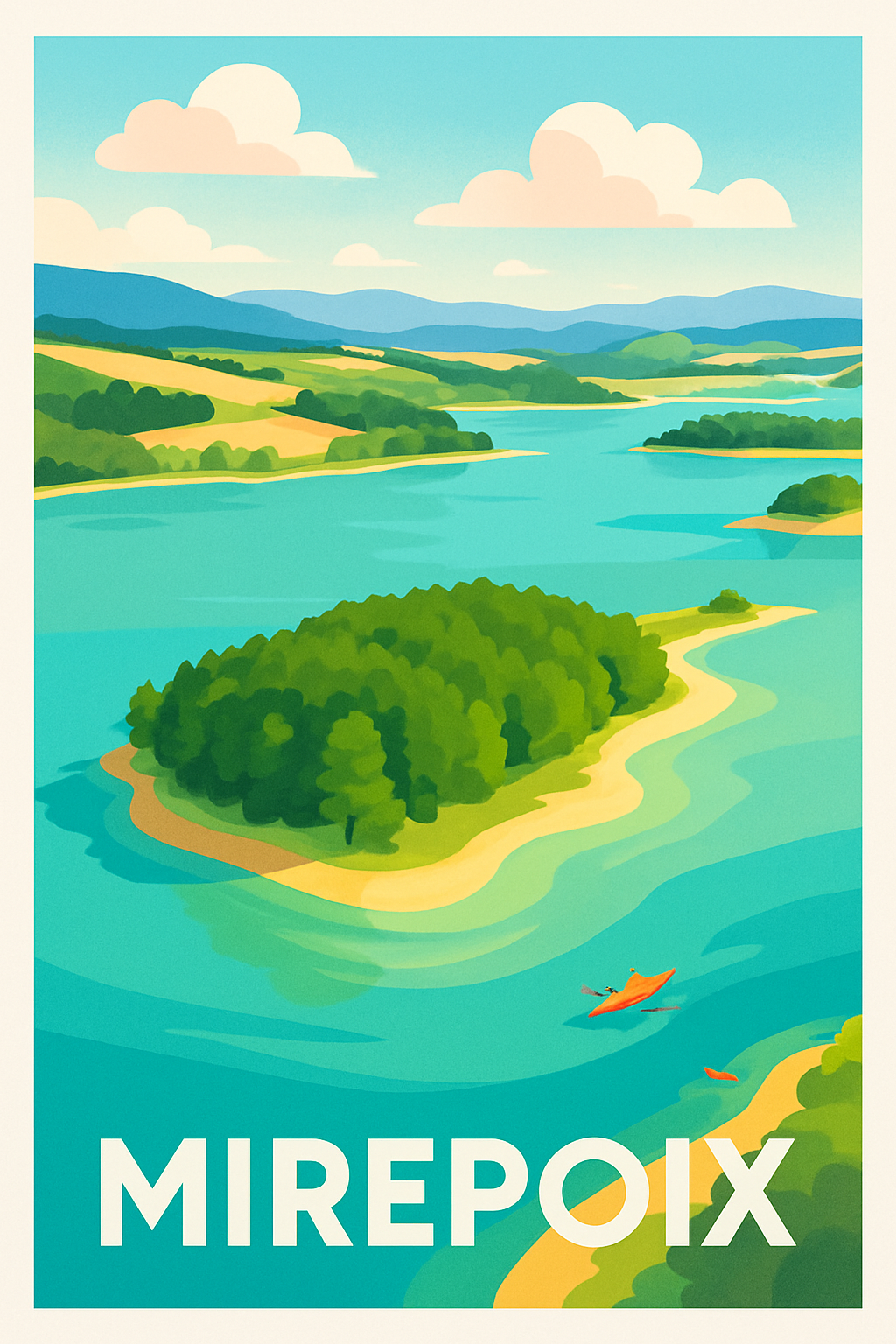 Ariège France Pas de Cadre / 20 × 30cm Affiche de Mirepoix - Évasion Nature au Fil de l'Eau