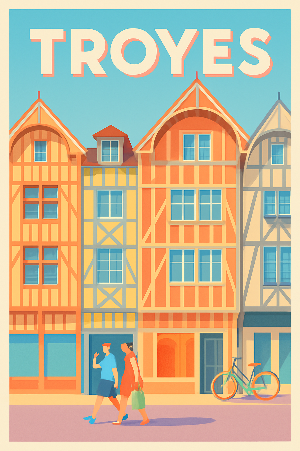 Affiche Troyes — Charme et couleurs de la vieille ville · poster d'art de Troyes