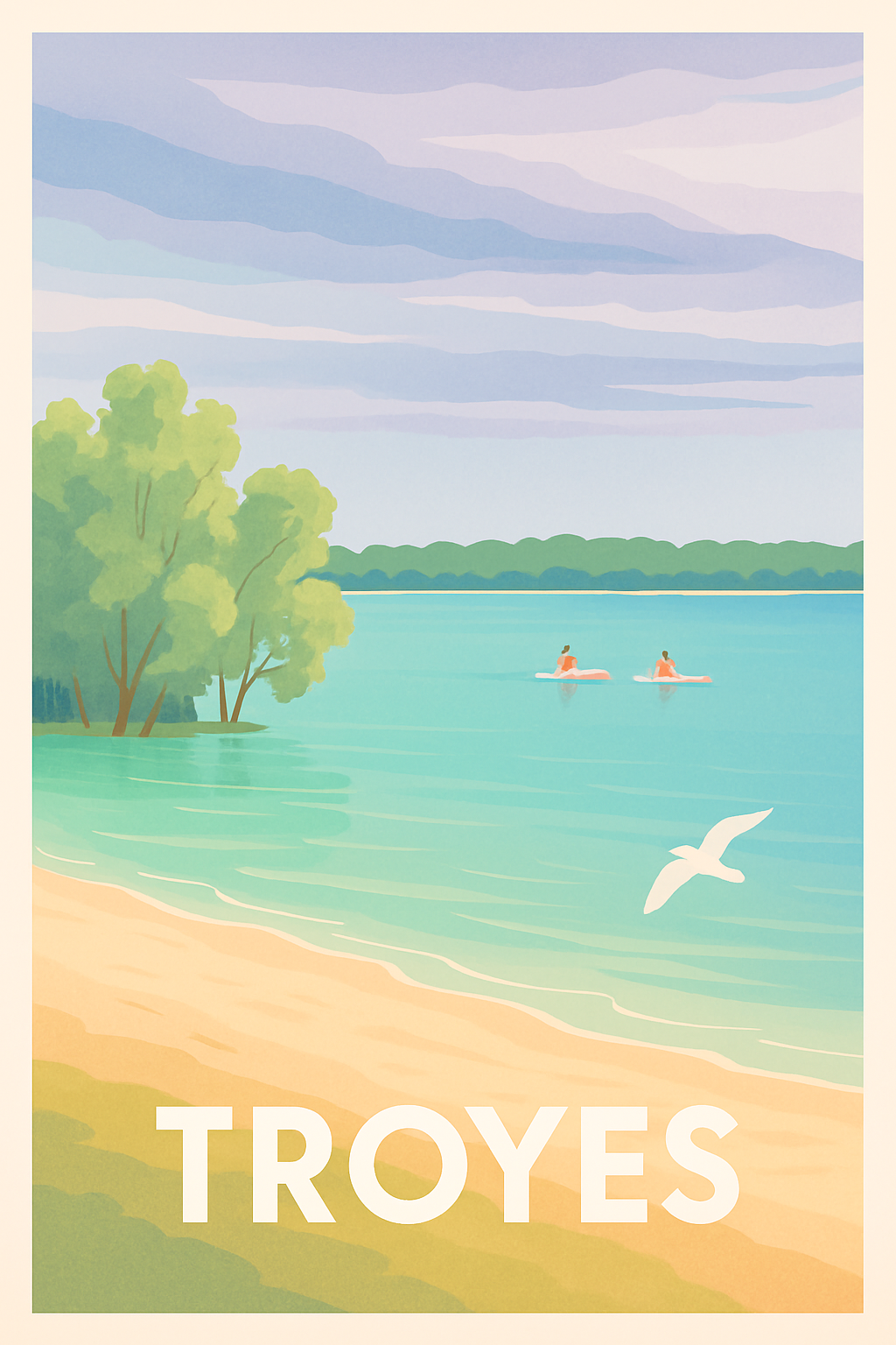 Aube France Pas de Cadre / 20 × 30cm Affiche de Troyes - Évasion au bord de l'eau