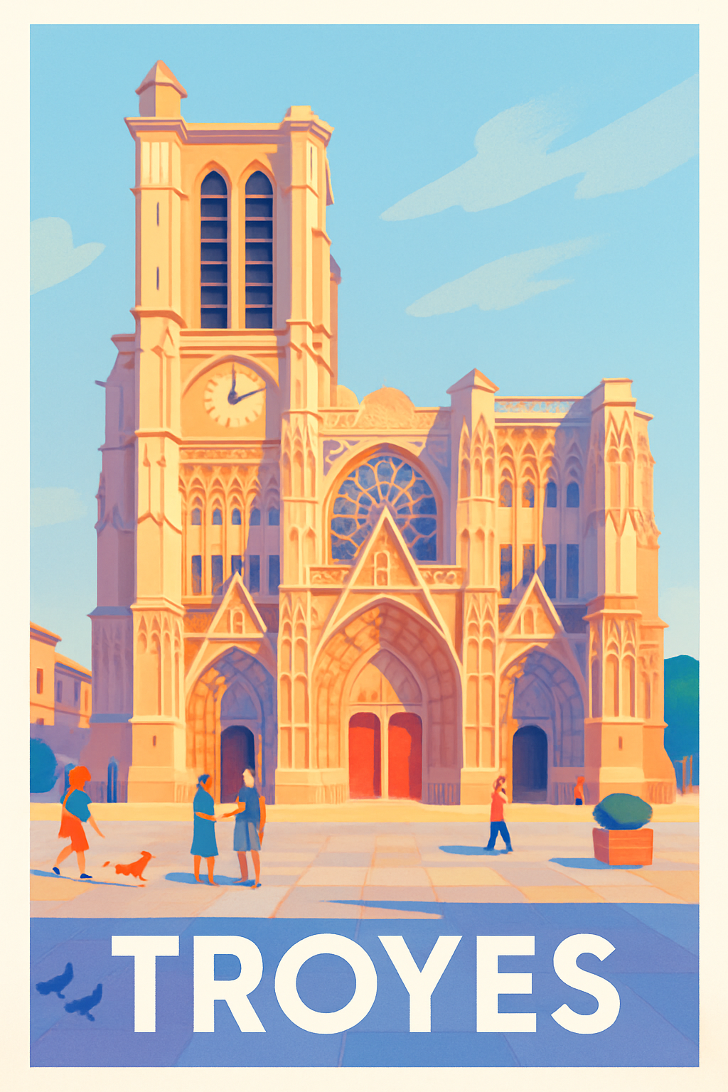 Aube France Pas de Cadre / 20 × 30cm Affiche de Troyes - L'élégance gothique au cœur de la ville