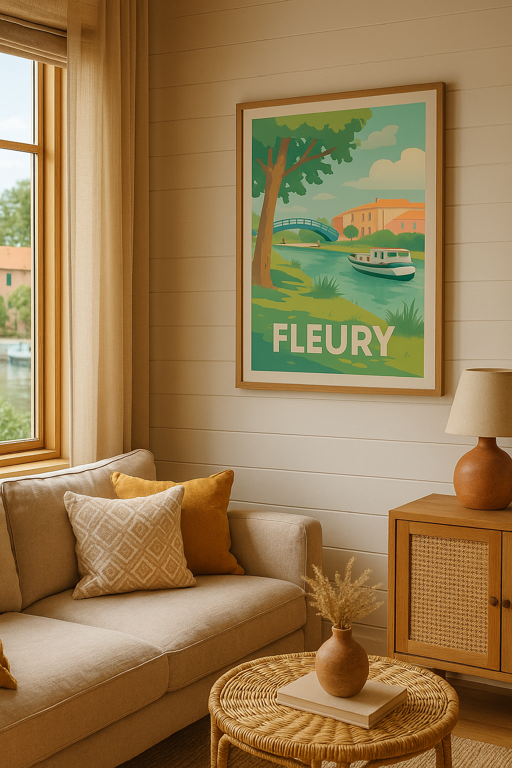 Affiche Fleury — Charme paisible au bord de l'eau · poster d'art de Fleury