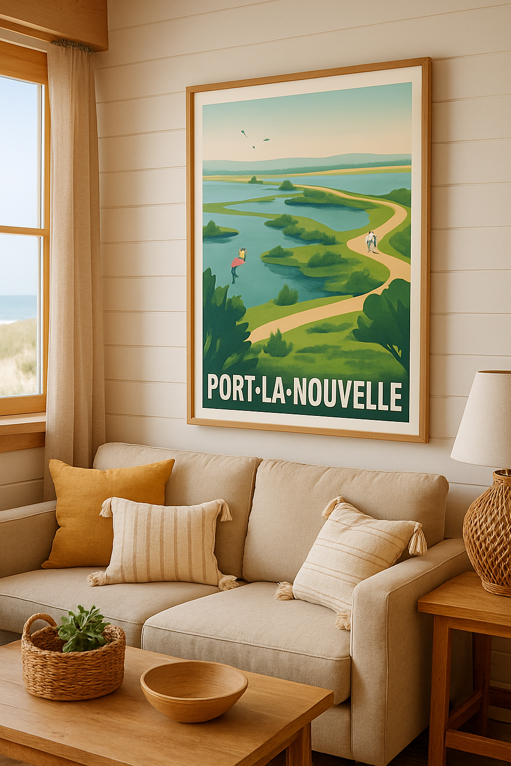 Affiche Port-la-Nouvelle — Évasion nature au bord de l'eau · poster d'art de Port-la-Nouvelle