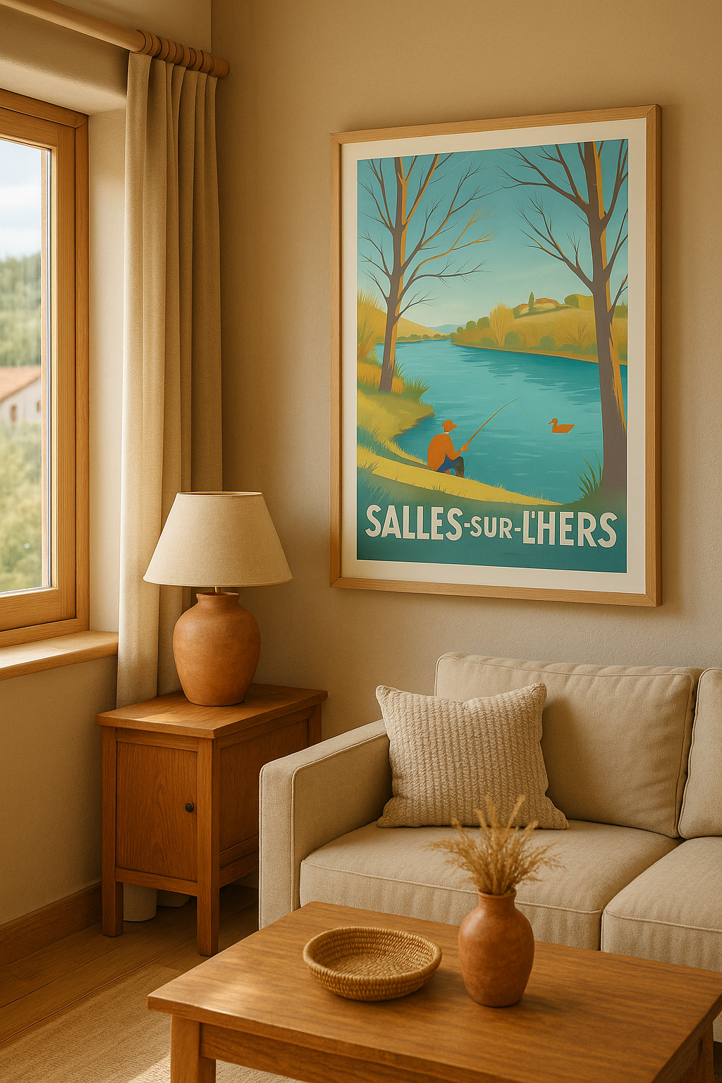 Affiche Salles-sur-l'Hers — Évasion paisible au fil de l'eau · poster d'art de Salles-sur-l'Hers