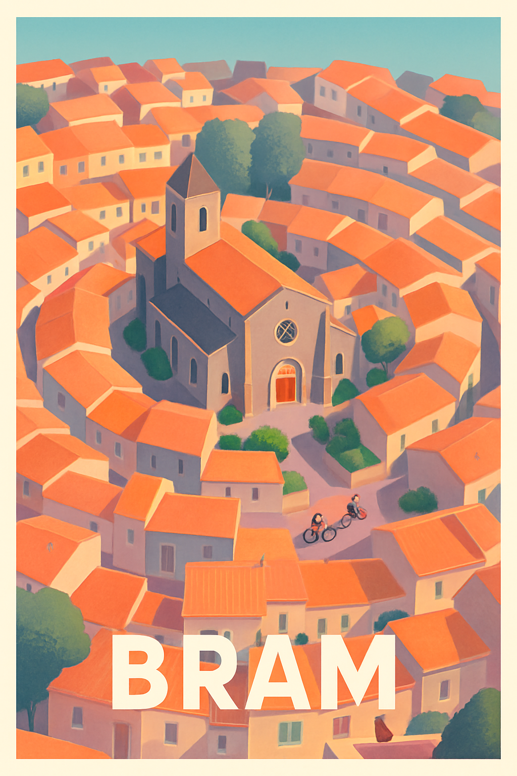 Aude France Pas de Cadre / 20 × 30cm Affiche de Bram - Le charme authentique en cercle