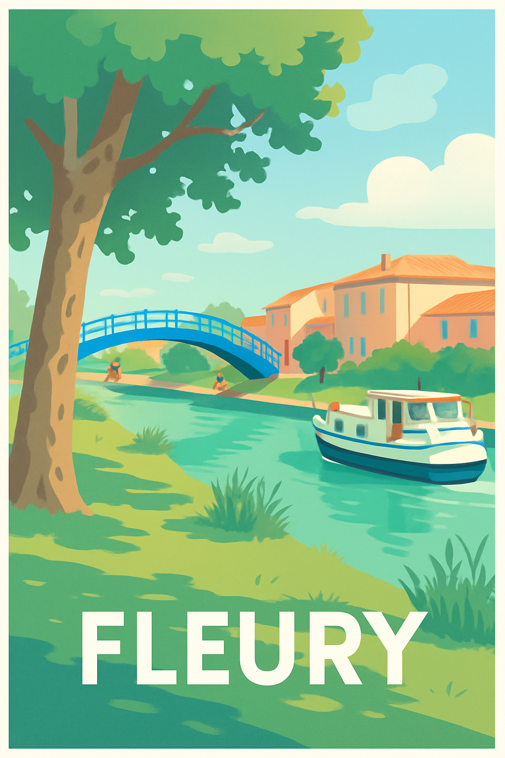 Aude France Pas de Cadre / 20 × 30cm Affiche de Fleury - Charme paisible au bord de l'eau