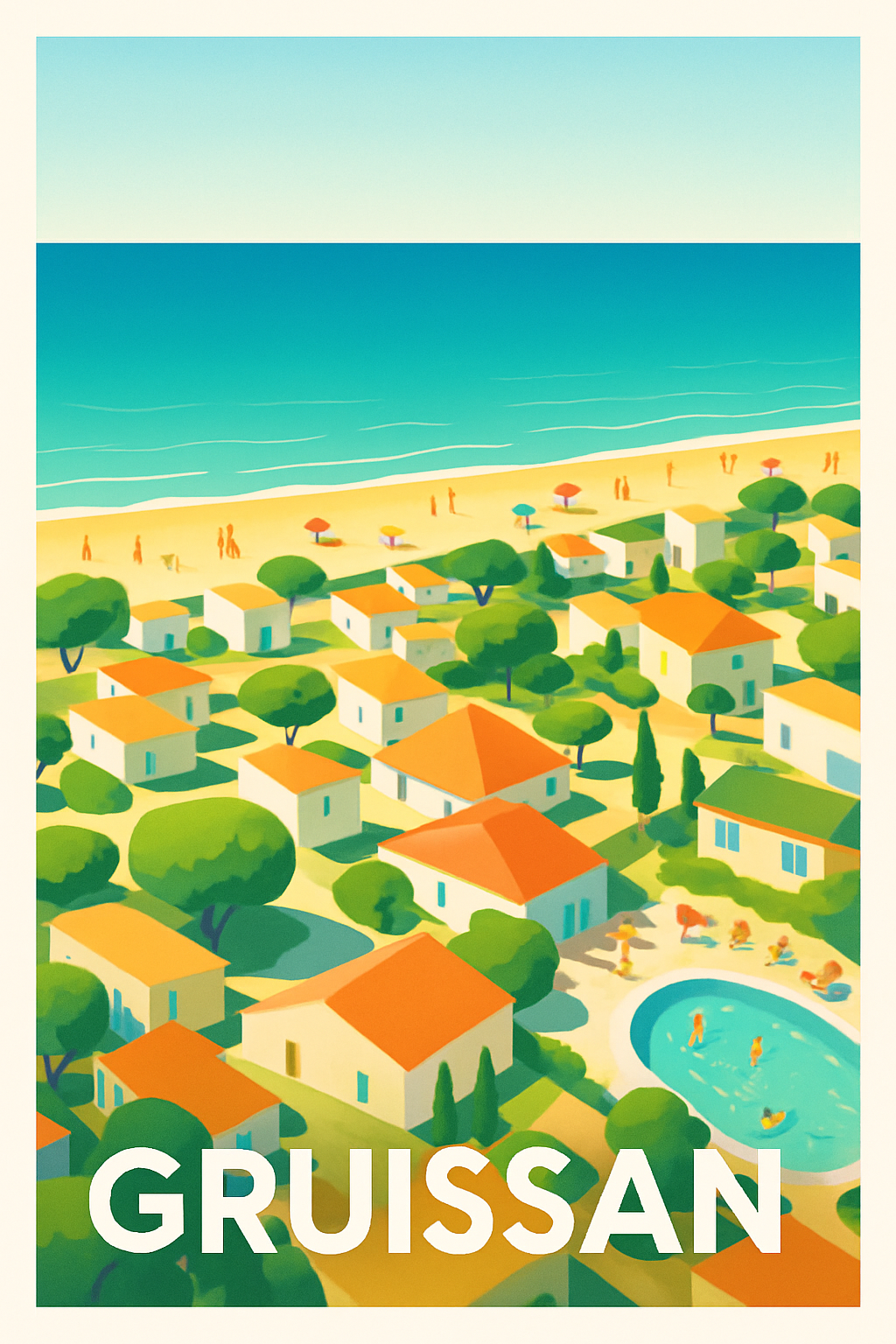 Aude France Pas de Cadre / 20 × 30cm Affiche de Gruissan - Évasion en bord de mer au charme méditerranéen