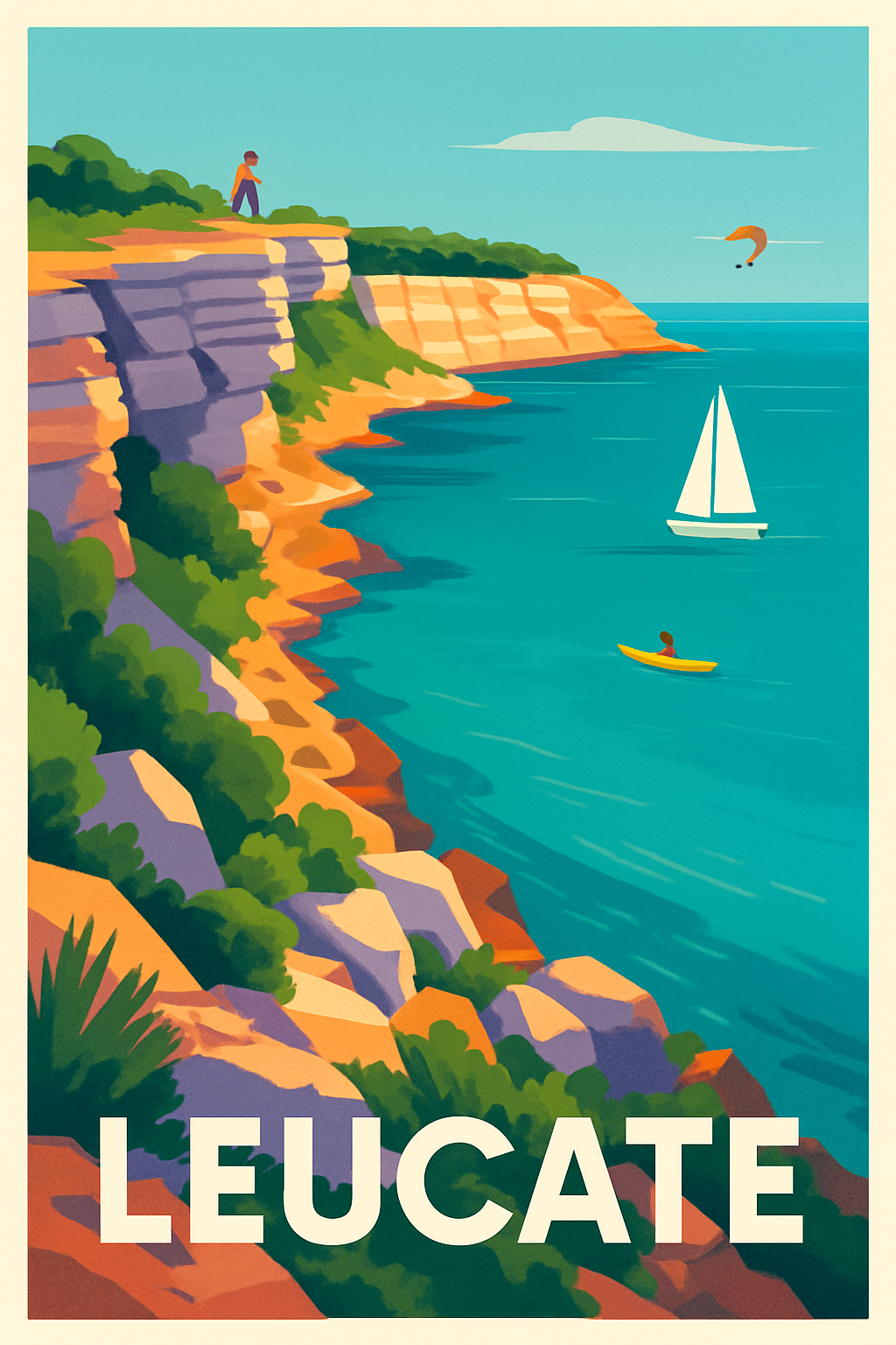 Aude France Pas de Cadre / 20 × 30cm Affiche de Leucate - Escapade en bord de mer