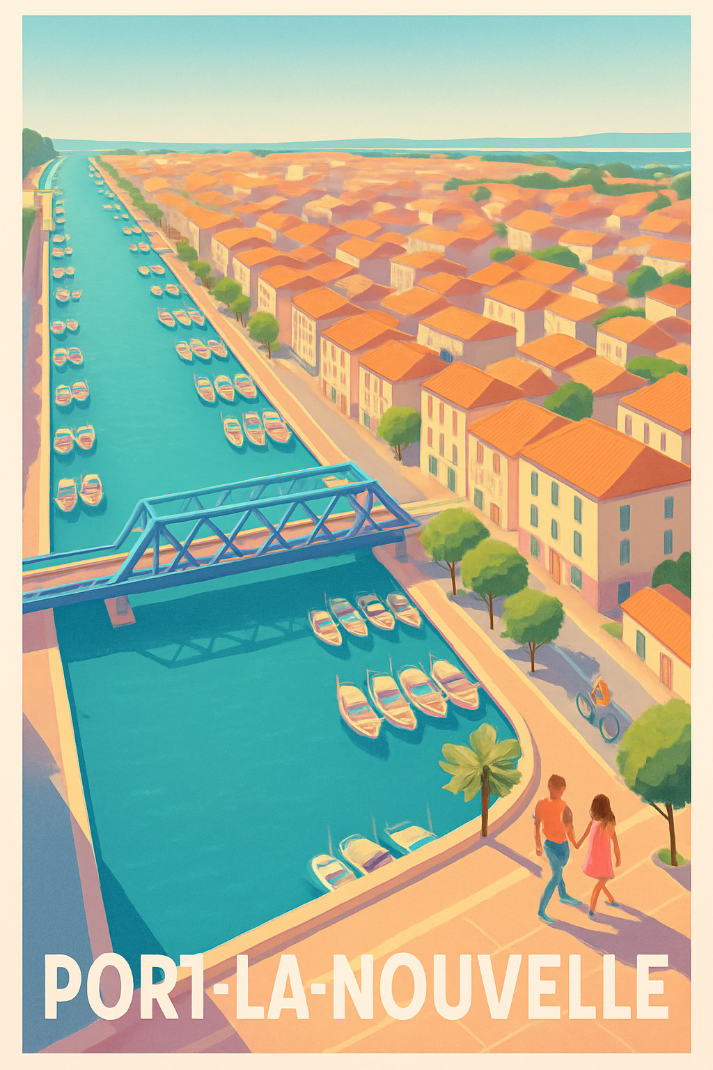 Aude France Pas de Cadre / 20 × 30cm Affiche de Port-la-Nouvelle - Douceur et charme méditerranéen