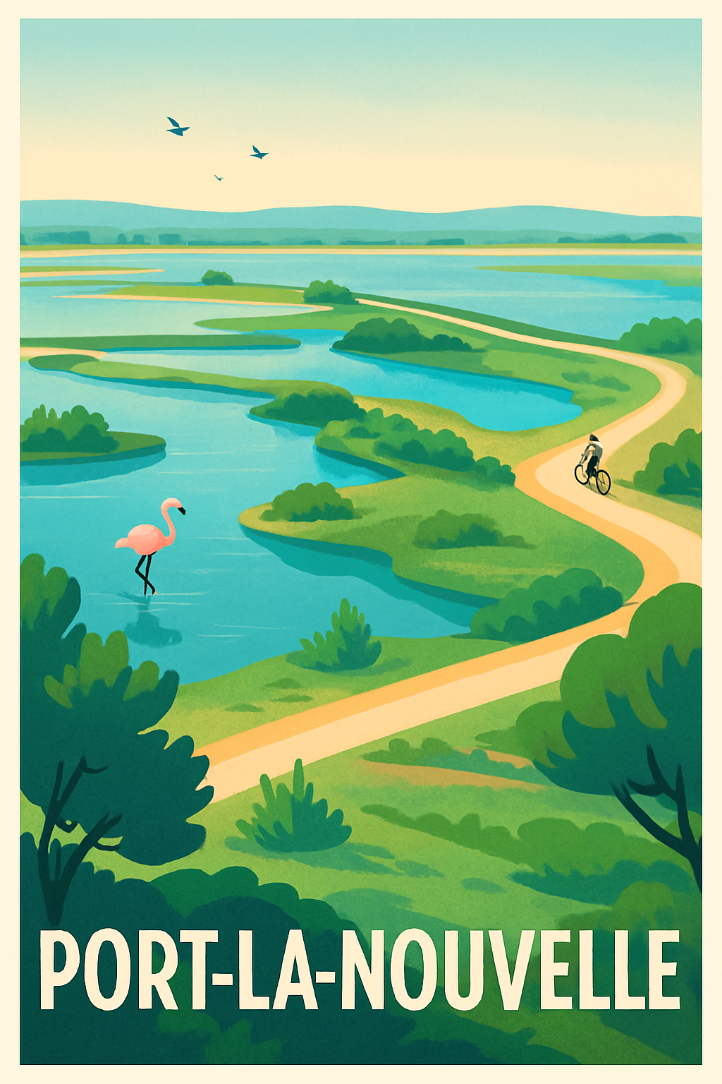 Affiche Port-la-Nouvelle — Évasion nature au bord de l'eau · poster d'art de Port-la-Nouvelle
