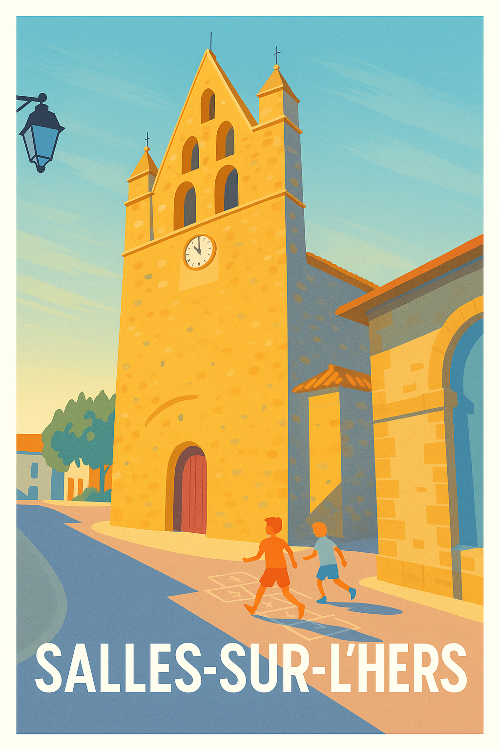 Aude France Pas de Cadre / 20 × 30cm Affiche de Salles-sur-l'Hers - Charme et lumière du village occitan