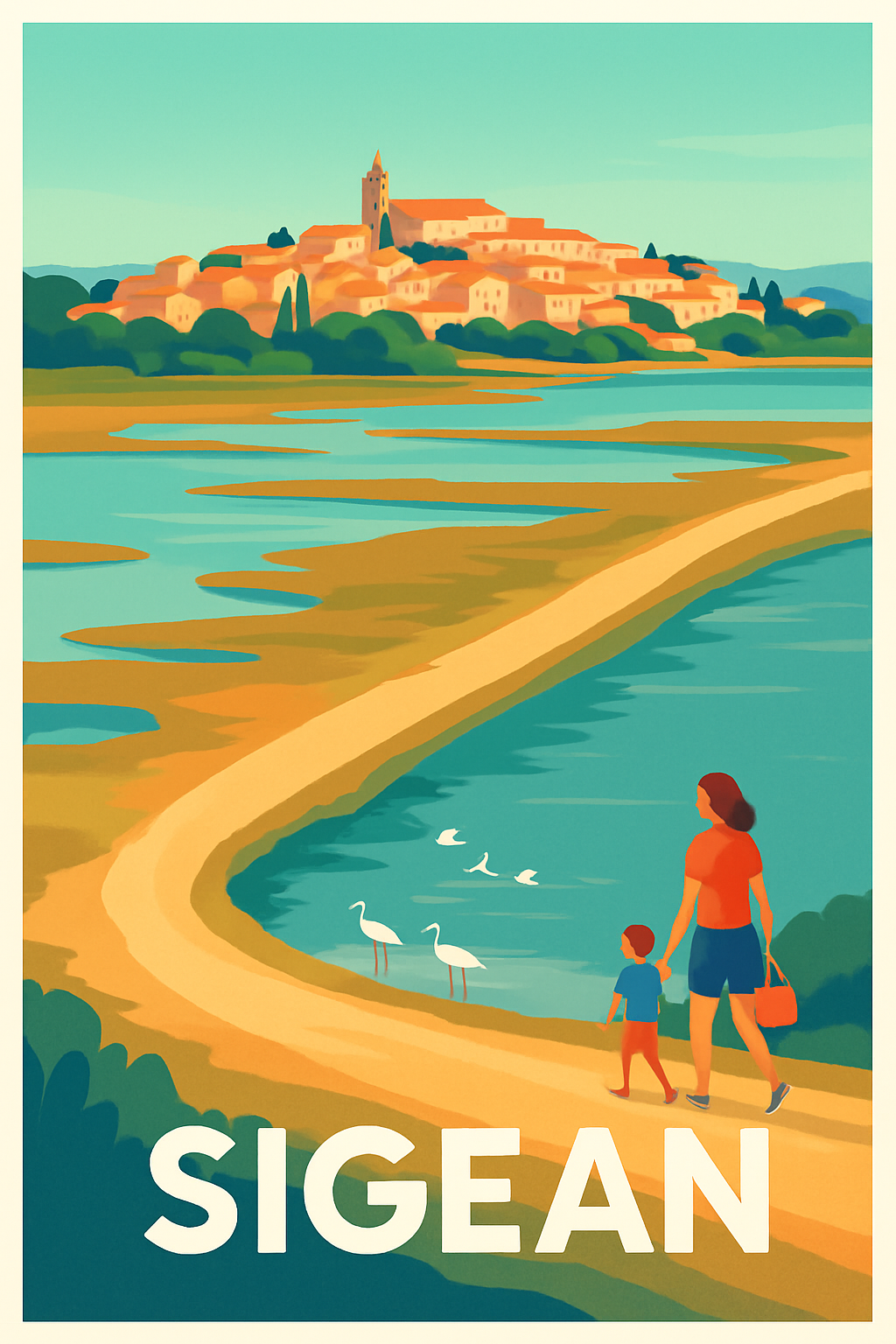 Aude France Pas de Cadre / 20 × 30cm Affiche de Sigean - Balade au cœur des étangs sauvages