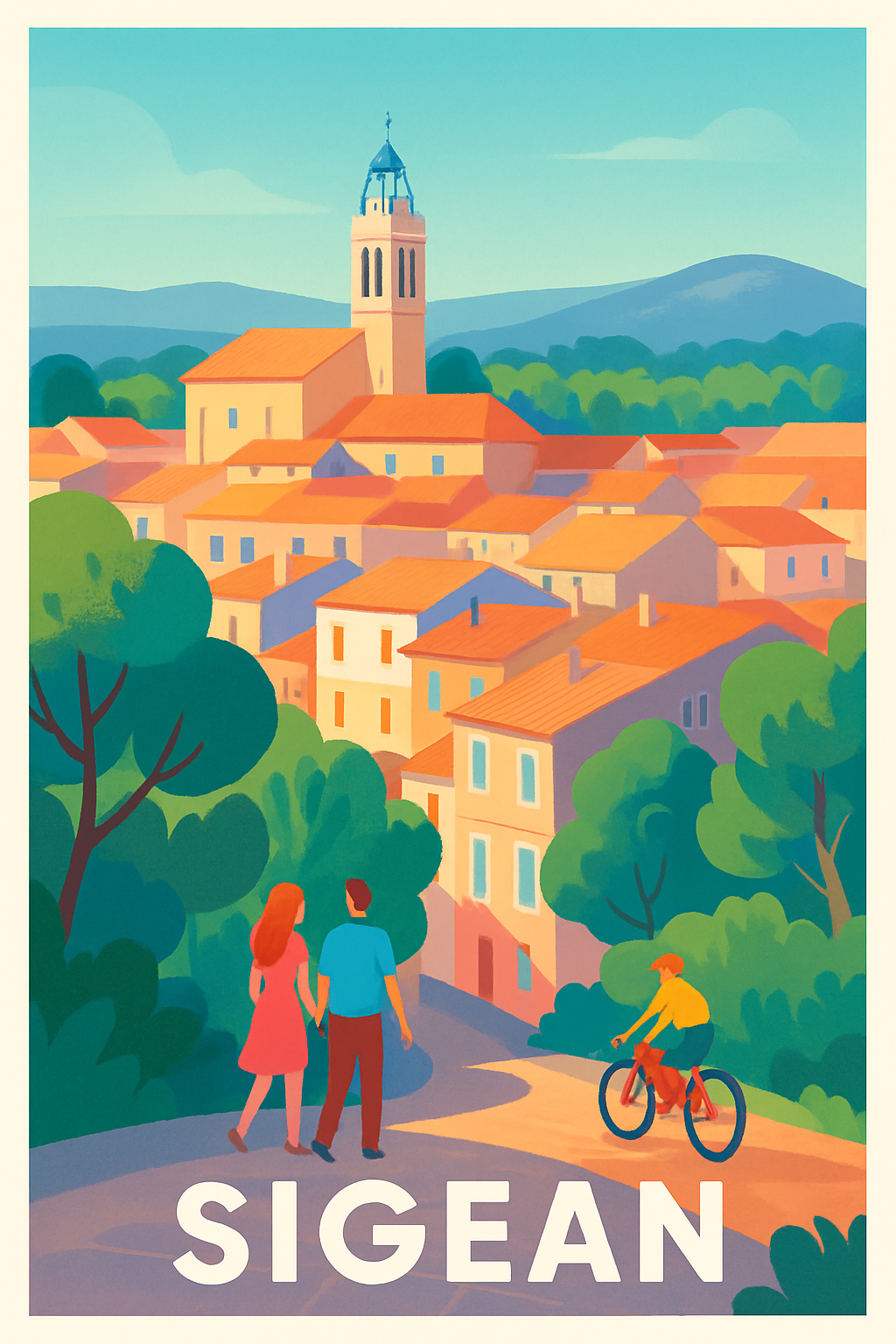 Aude France Pas de Cadre / 20 × 30cm Affiche de Sigean - Charmante balade au cœur du village