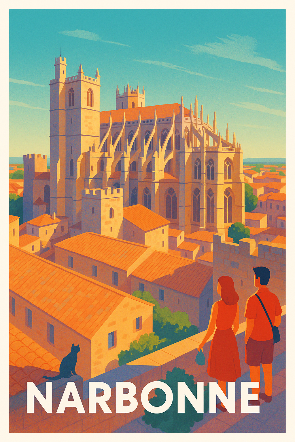 Aude France Pas de Cadre / 20 × 30cm Affiche Narbonne - L'élégance médiévale au cœur du Sud