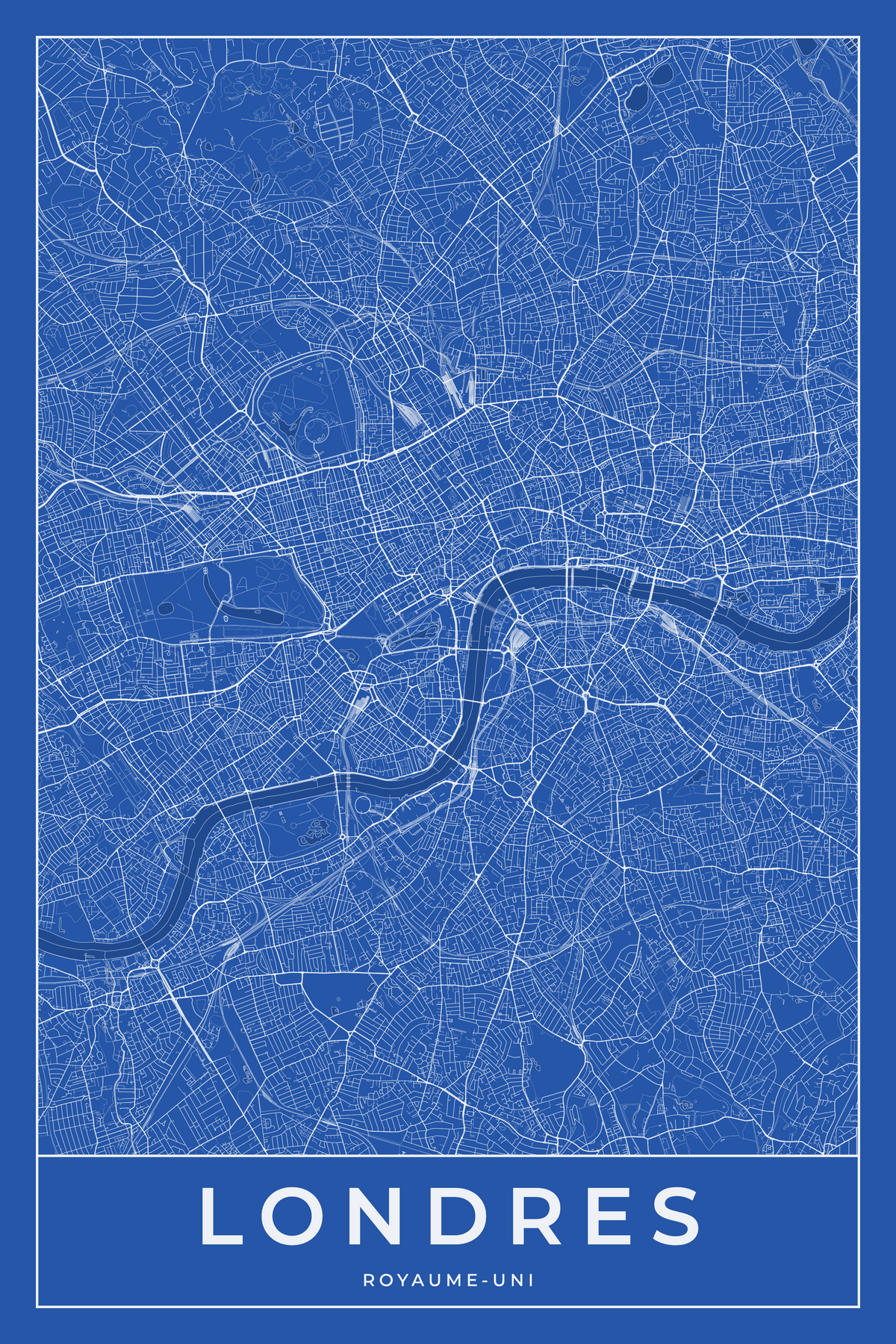 Carte de Londres bleue - Affiche personnalisée