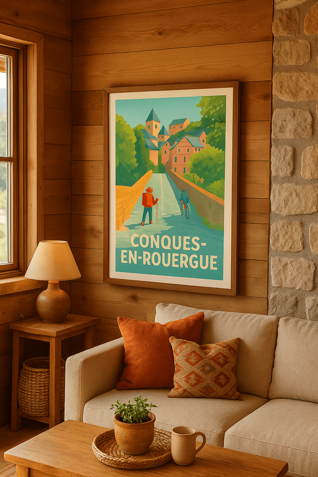 Affiche Conques-en-Rouergue — Entre nature et patrimoine · poster d'art de Conques-en-Rouergue