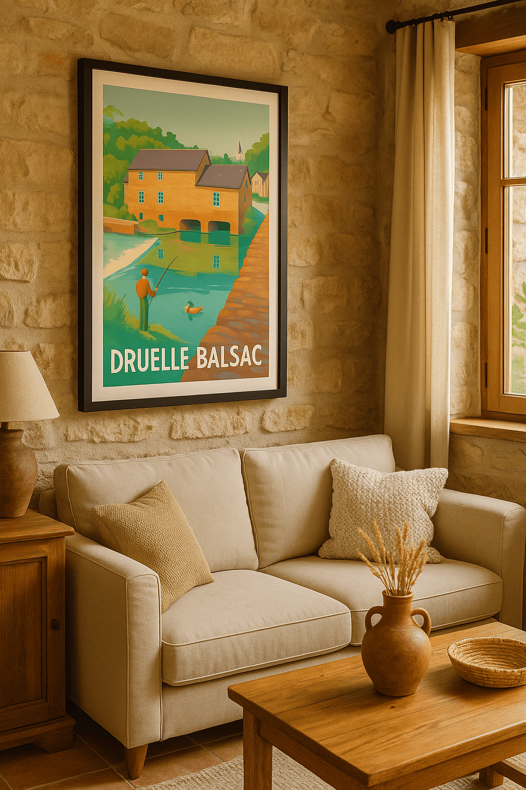 Aveyron France Affiche de Druelle Balsac - Douceur et Sérénité au Bord de l'Eau