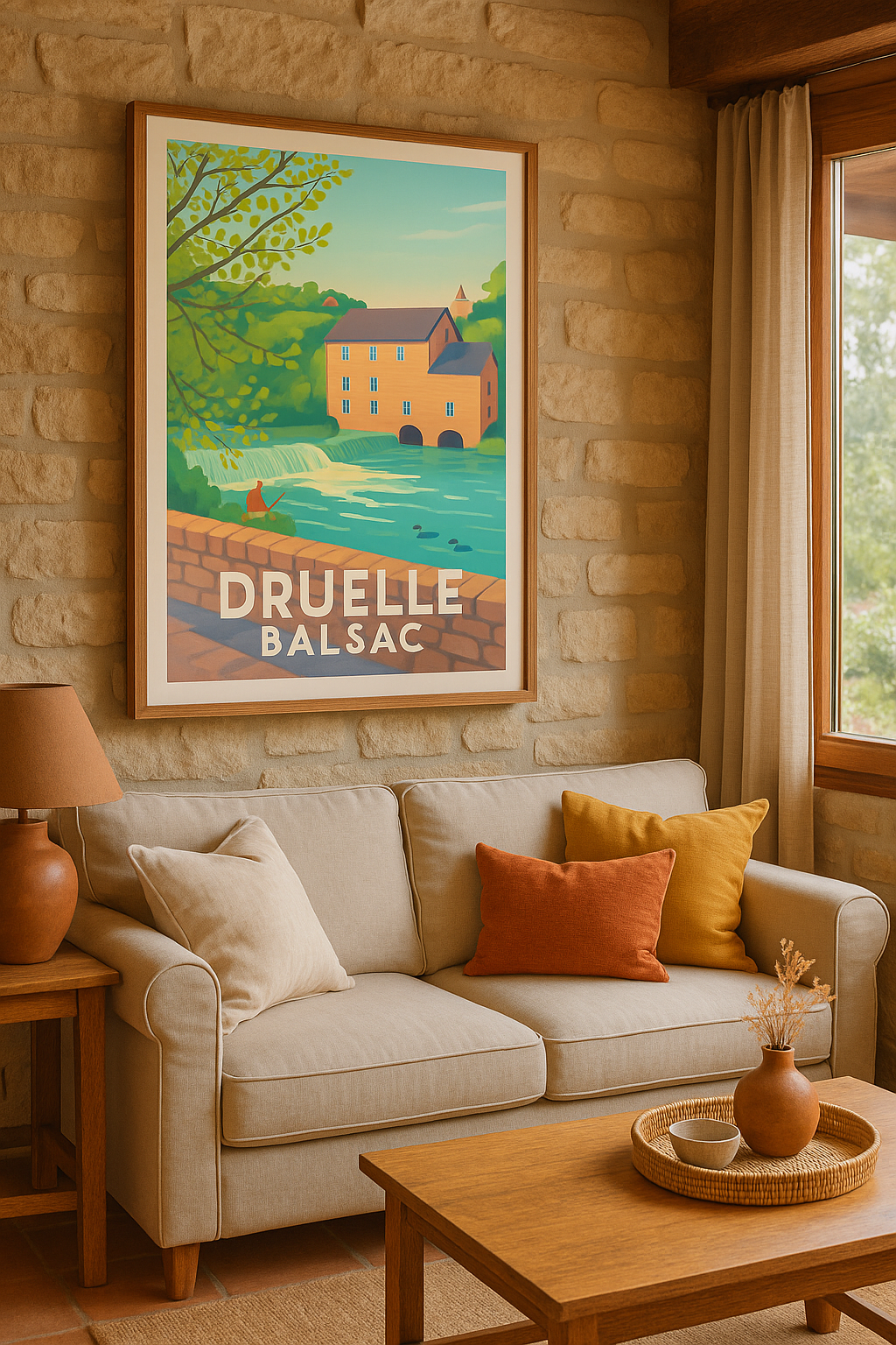 Aveyron France Affiche de Druelle - Sérénité au fil de l'eau
