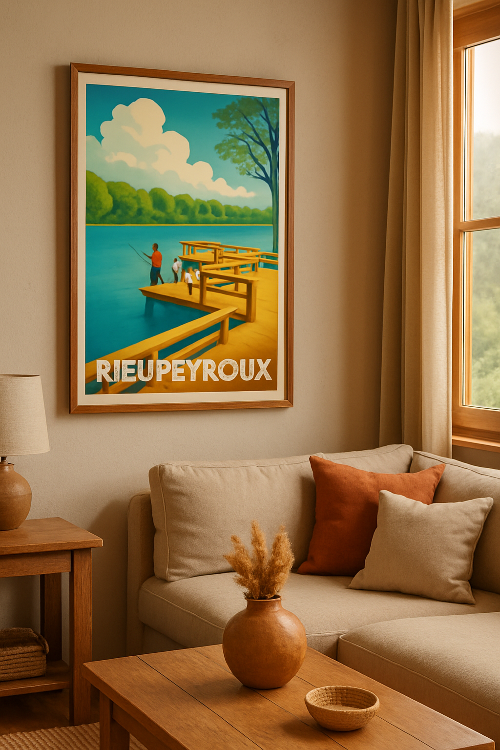 Aveyron France Affiche de Rieupeyroux - Escapade paisible au bord de l'eau