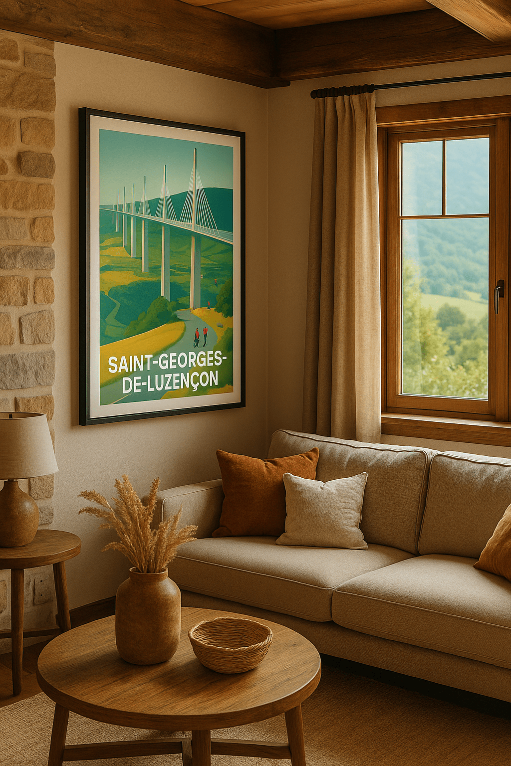 Aveyron France Affiche de Saint-Georges-de-Luzençon - Escapade au Viaduc de Millau