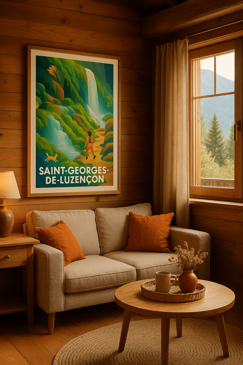 Affiche Saint-Georges-de-Luzençon — Escapade nature et cascade · poster d'art de Saint-Georges-de-Luzençon